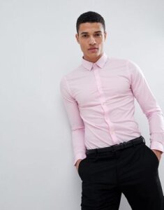 French Connection Plain Stretch Skinny Fit Shirt-Pink