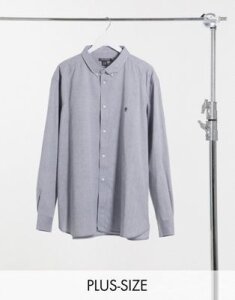 French Connection Plus oxford button down logo shirt in navy