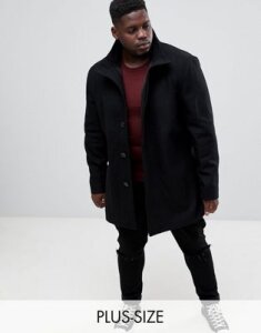 French Connection PLUS Wool Blend Funnel Neck Coat-Black