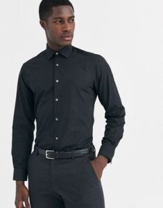 French Connection slim fit poplin shirt-Black