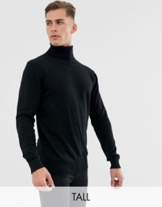 French Connection Tall 100% cotton roll neck sweater-Black