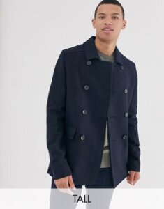 French Connection Tall wool blend pea coat-Navy