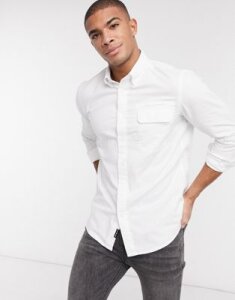 G-Star bristum flap button down slim long sleeve shirt-White
