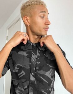 G-Star Stalt short sleeve printed shirt in black