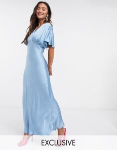 Ghost Bluebell satin dress in blue