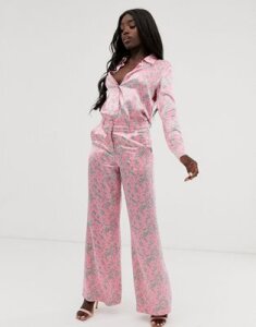 Ghost Harley floral print satin pyjama pants-Pink