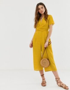 Gilli culotte jumpsuit in polka dot-Yellow