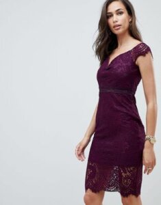 Girl In Mind off the shoulder lace dress-Purple