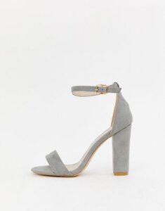 Glamorous barely there gray block heeled sandals-Pink