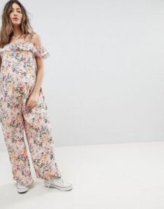 Glamorous Bloom Jumpsuit With Ruffle Layer In Floral-Pink