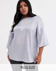 Glamorous Curve relaxed top in soft organza-Gray