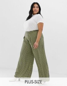 Glamorous Curve wide leg pants in gingham-Navy