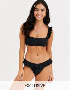 Glamorous Exclusive frill bikini bottom in black