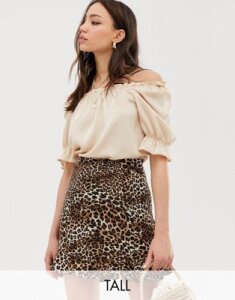 Glamorous Tall blouse with puff sleeves-Beige