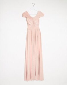 Goddiva bardot maxi dress in pink