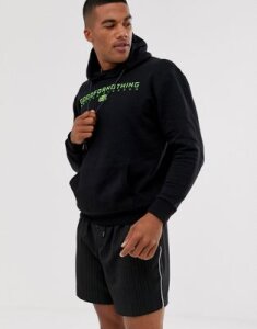 Good For Nothing hoodie with neon logo in black
