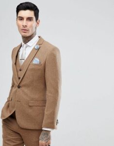 Harry Brown Camel Nep Slim Fit Suit Jacket-Tan