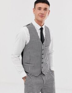 Heart & Dagger skinny fit suit vest in gingham-Multi