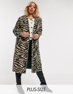 Helene Berman Plus Ete Ruth coat in antelope faux fur-Brown