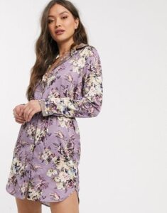 Hope & Ivy floral sleep shirt in lilac-Purple