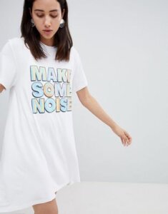 House Of Holland Make Some Noise Tee Dress-White