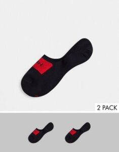HUGO bodywear 2 pack logo invisible socks in black