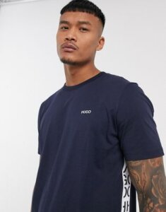 HUGO Deres taped t-shirt in navy