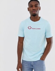 Hymn smile embroidered t-shirt-Blue