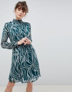 Ichi High Neck Printed Dress-Multi