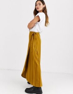 Ichi stripe jacquard wrap skirt-Yellow
