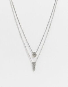 Icon Brand layered necklaces in silver with moon rock design pendants
