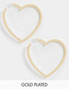 Image Gang heart hoop earrings in 18K gold plate