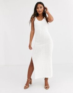 In The Style ribbed maxi dress-White