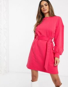 Influence belted sweater dress in pink-Red
