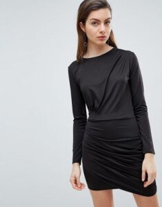 Ivyrevel Long Sleeved Jersey Dress with Ruched Detail-Black