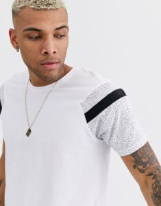 Jack & Jones Core oversized pique stripe sleeve t-shirt in white