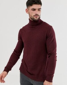 Jack & Jones Essentials knitted roll neck sweater-Red