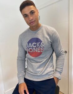 Jack & Jones gradient print logo sweatshirt-Gray