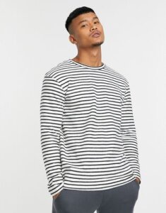 Jack & Jones Originals relaxed fit stripe long sleeve t-shirt in white