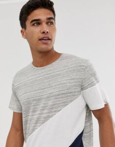Jack & Jones Originals T-Shirt With Cut And Sew Block Panels-Gray