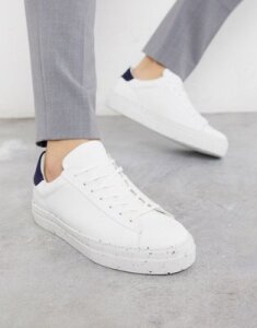 Jack & Jones Premium eco-friendly sneakers with flecked sole in white