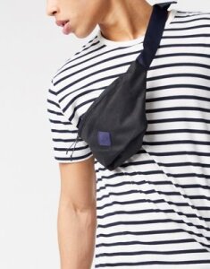 Jack & Jones recycled polyester fanny pack in black with logo strap