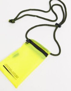 Jack & Jones transparent neck pouch in neon yellow
