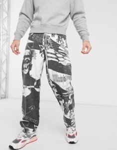Jaded horror printed jeans in black and white