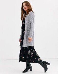 JDY brushed longline knitted cardigan in gray