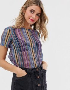 JDY stripe knitted t-shirt-Multi