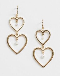 Johnny Loves Rosie gem drop heart earrings-Gold