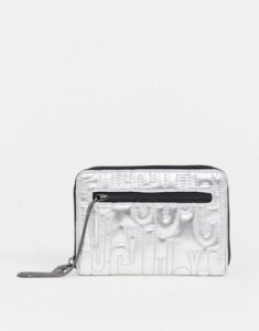 Juicy alexis embossed zip around ladies' wallet in metallic silver