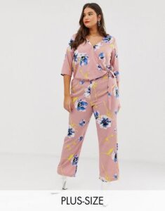 Junarose floral wrap jumpsuit-Pink