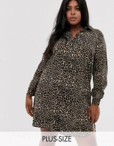 Junarose leopard print shirt dress-Multi